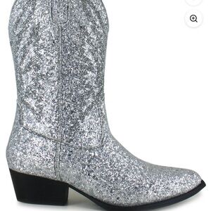 Silver Glitter Heeled Boots